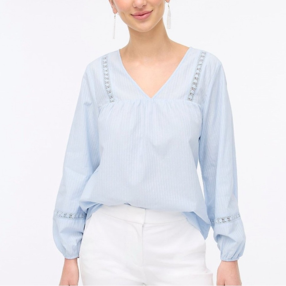 J.Crew peasant Blue V-Neck Blouse
